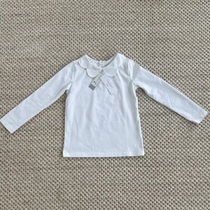 Jacadi long sleeved scalloped collar t-shirt, Girls Size 6 NWT